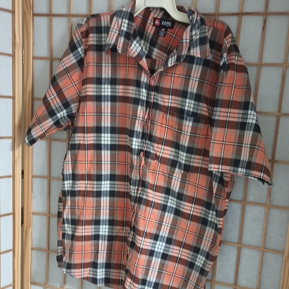 A Zone Men's Plaid Short Sleeve Shirt Size 3X